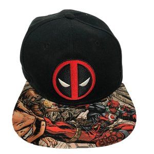 Deadpool Snapback Hat Flat Brim Graphic Marvel Cap
